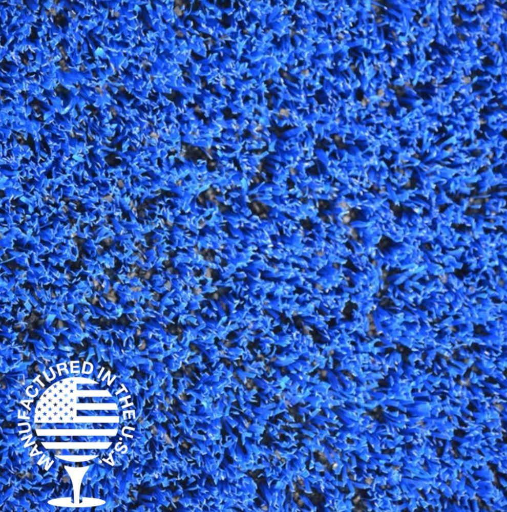 Close-up of blue artificial grass turf manufactured in the USA, featuring durable, high-density blades ideal for playgrounds, sports fields, and custom landscape designs by Southwest Greens. Close-up of blue artificial grass turf manufactured in the USA, featuring durable, high-density blades ideal for playgrounds, sports fields, and custom landscape designs by Southwest Greens.