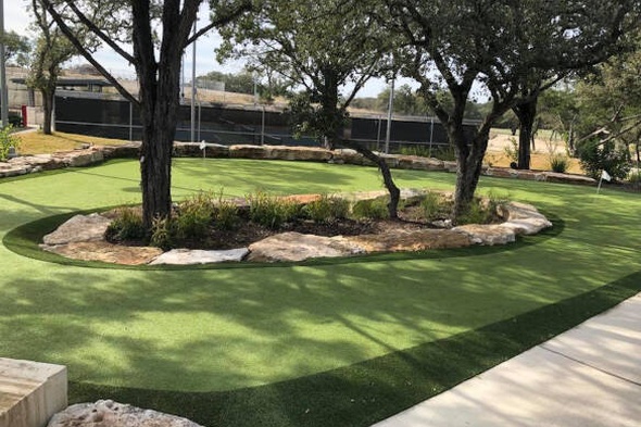 Phoenix residential backyard putting green grass